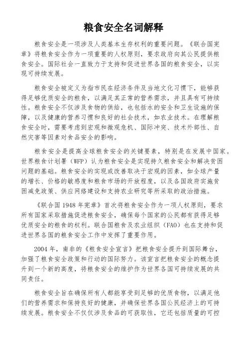 粮食安全名词解释