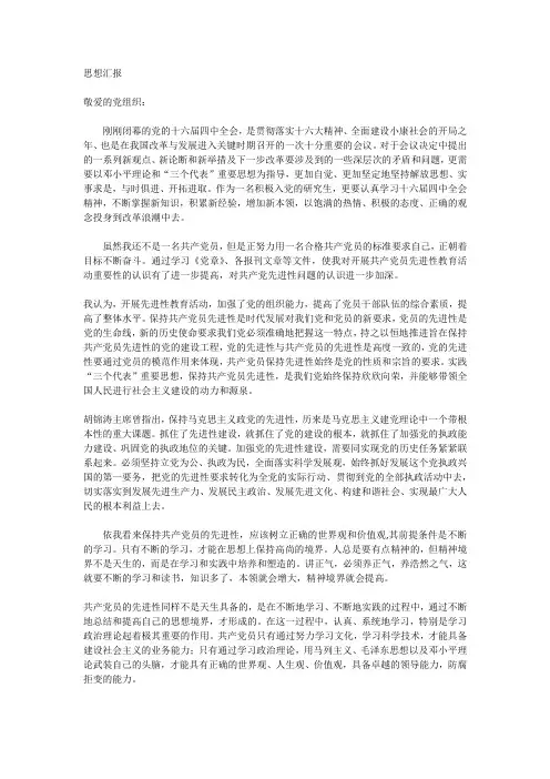 思想汇报-三个代表