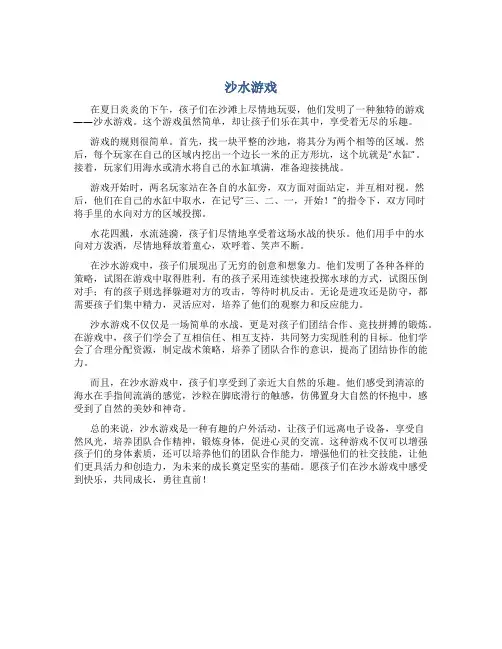 沙水游戏资料