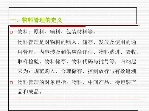 现代药品生产企业的物料管理培训PPT课件