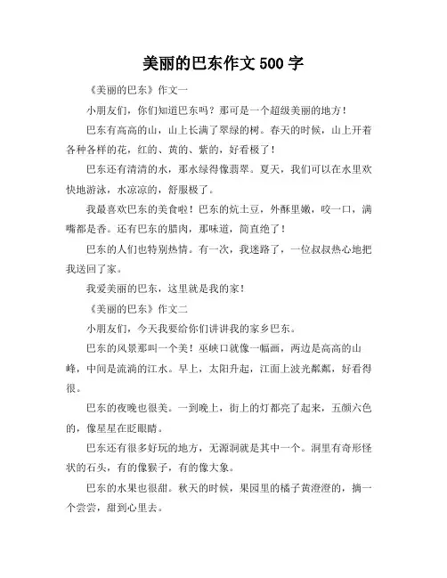 美丽的巴东作文500字