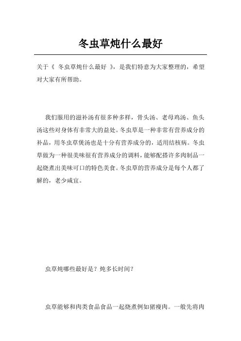 冬虫草炖什么最好