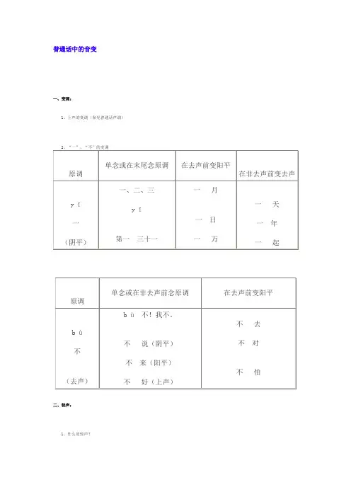 普通话水平测试常考音变