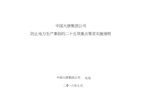 中国大唐集团公司防止电力生产事故的二十五项重点要求实施细则2016版资料
