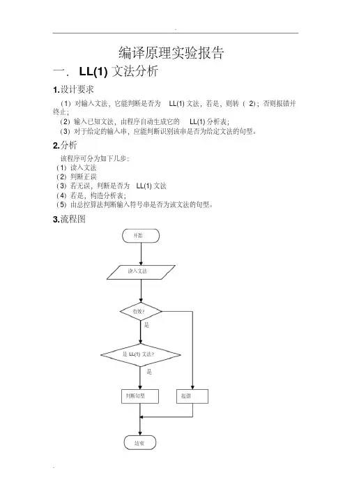 编译原理词法分析,语法分析实验报告