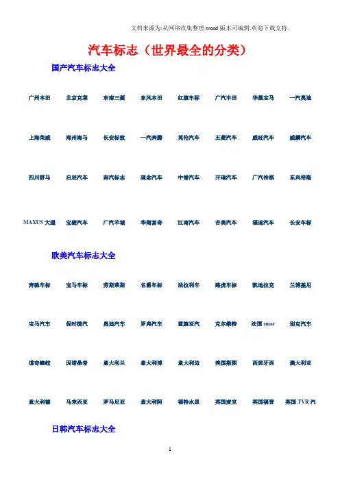 汽车标志(世界最全的分类)