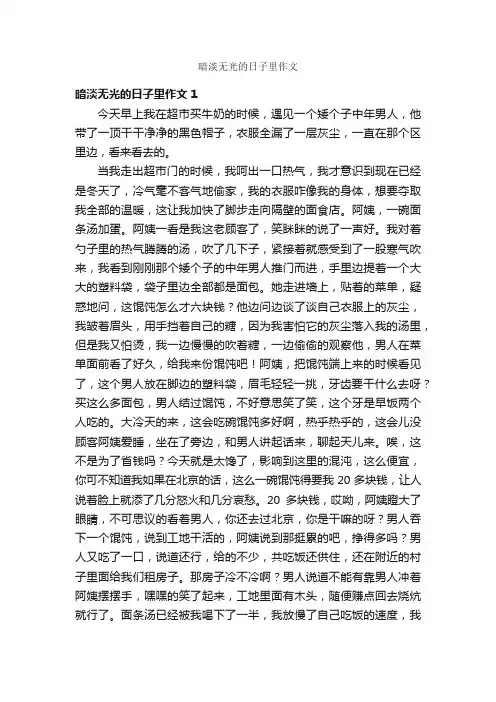暗淡无光的日子里作文