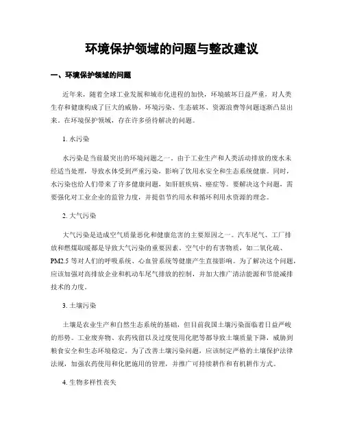 环境保护领域的问题与整改建议