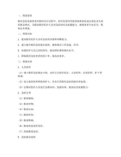 眼科急症应急预案
