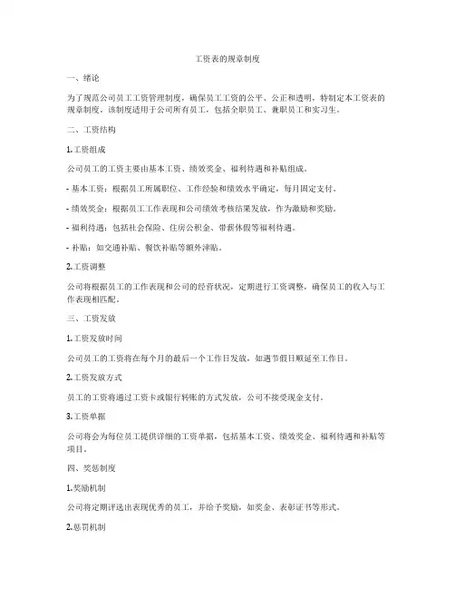 工资表的规章制度