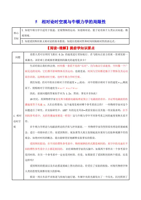 7.5相对论时空观与牛顿力学的局限性