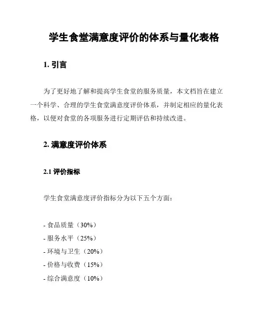 学生食堂满意度评价的体系与量化表格