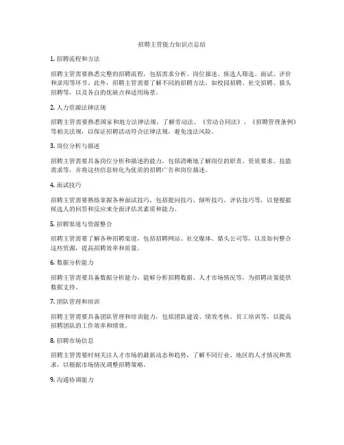 招聘主管能力知识点总结