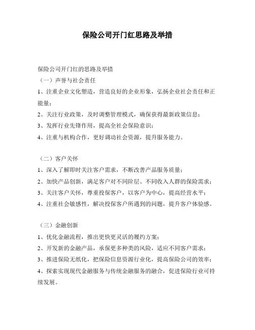保险公司开门红思路及举措
