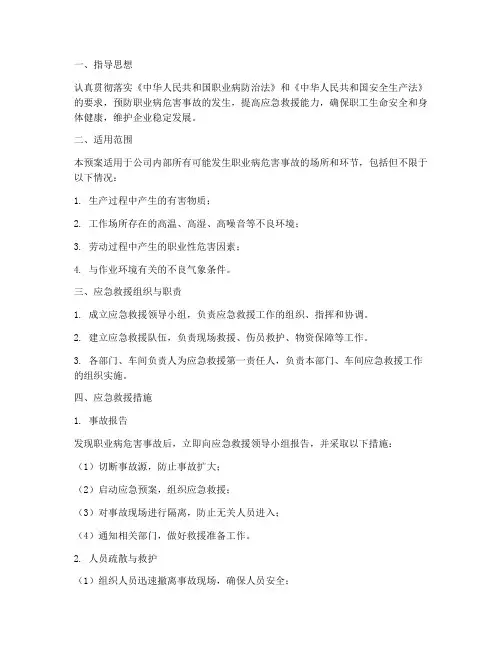 职业病危害应急救援预案