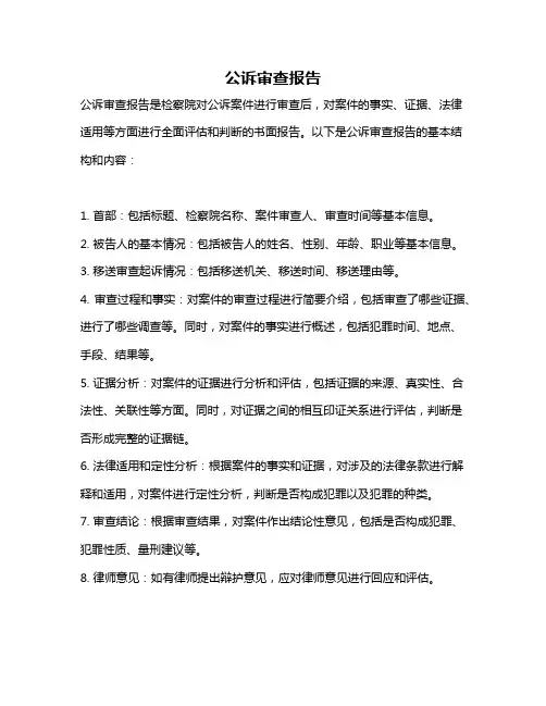 公诉审查报告