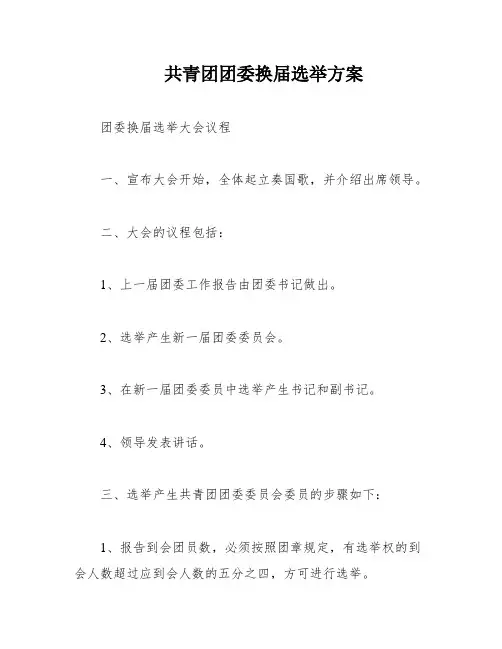 共青团团委换届选举方案