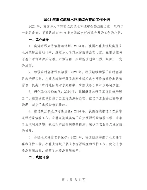 2024年重点流域水环境综合整治工作小结