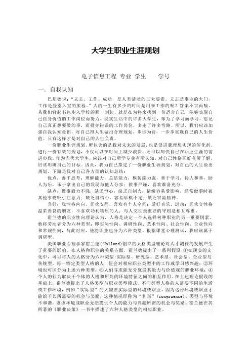 电子信息工程大学生职业生涯规划