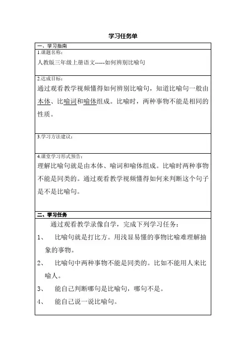 学习任务单(模版)