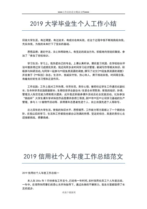 2019年最新高校辅导员个人工作总结工作总结文档【十篇】