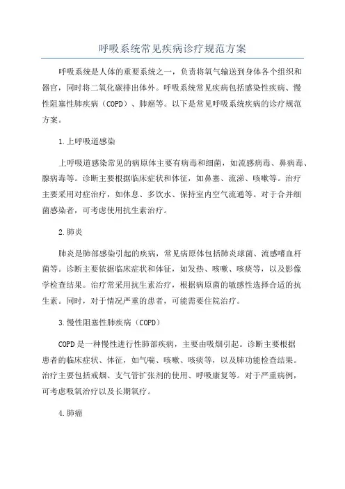 呼吸系统常见疾病诊疗规范方案