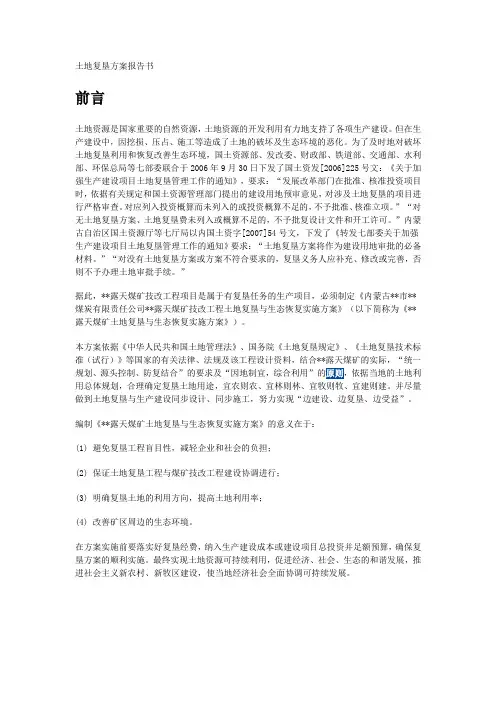 报告 - 土地复垦方案报告书-例子