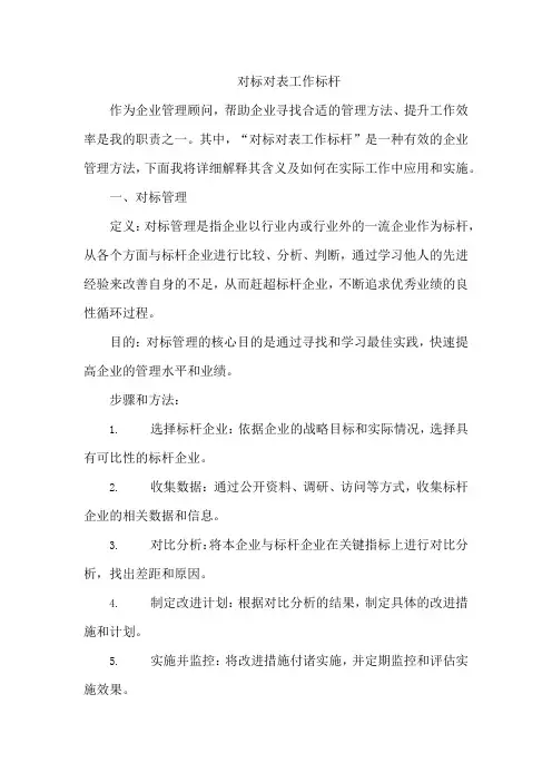 对标对表工作标杆