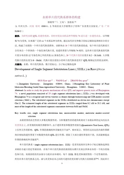 水稻单片段代换系SSSL的构建修回稿