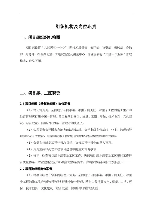 土建项目--组织机构及各部门岗位职责(超细模板)