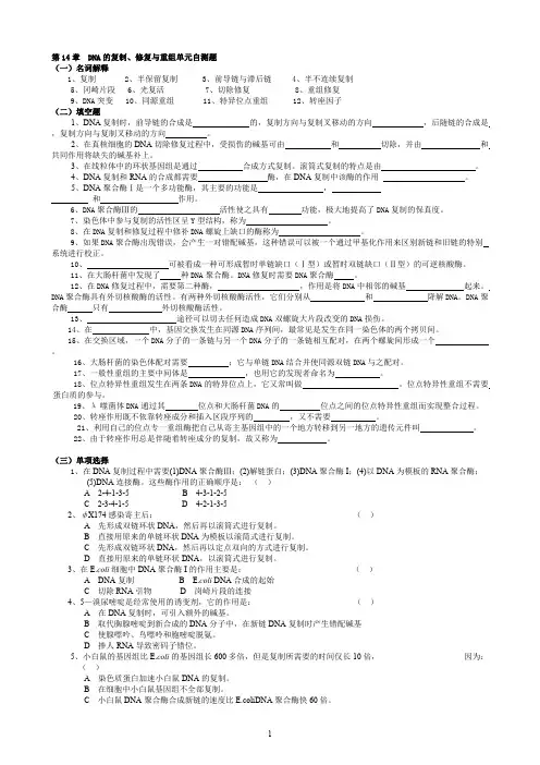 华中农业大学生物化学本科试题库 第14章  DNA的复制、修复与重组