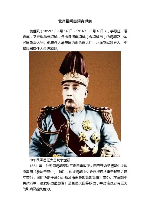 北洋军阀首领袁世凯