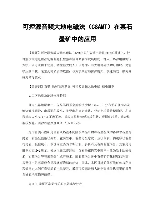 可控源音频大地电磁法（CSAMT）在某石墨矿中的应用