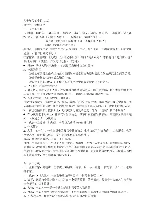 八十年代的小说