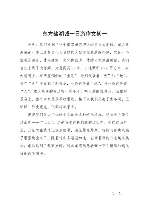 东方盐湖城一日游作文初一