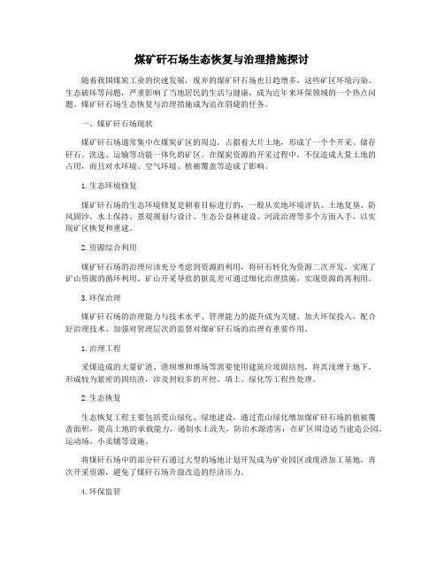 煤矿矸石场生态恢复与治理措施探讨
