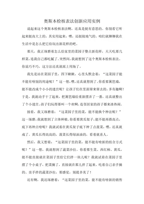 奥斯本检核表法创新应用实例