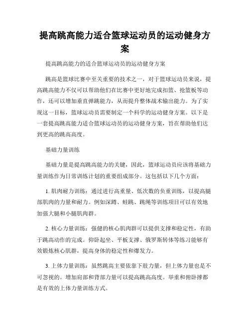 提高跳高能力适合篮球运动员的运动健身方案