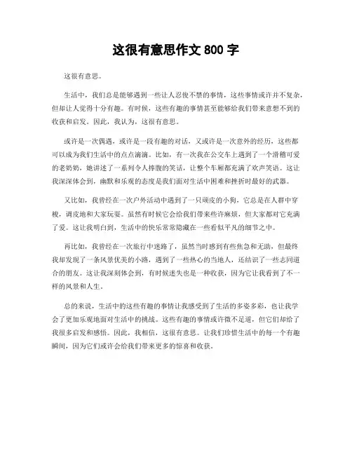 这很有意思作文800字