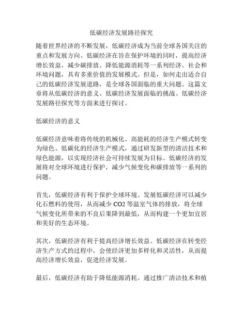 低碳经济发展路径探究
