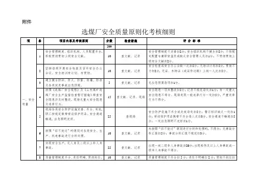 选煤厂安全质量标准化考评细则范文