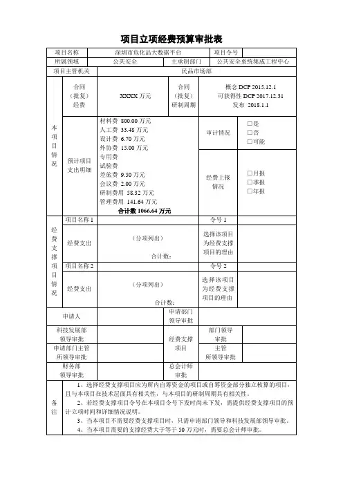 6.项目立项经费预算审批表
