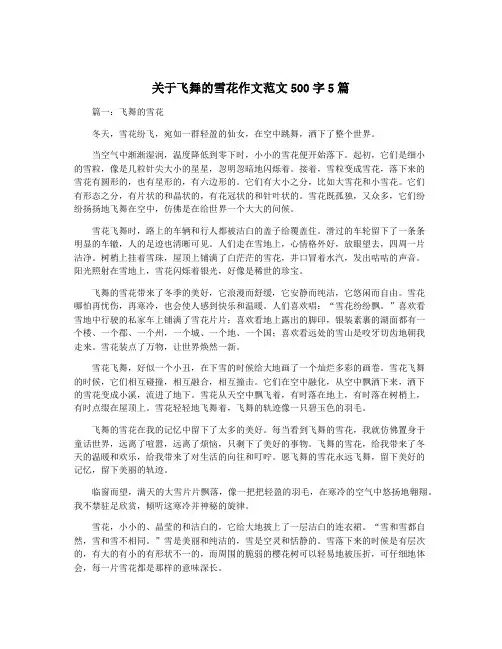 关于飞舞的雪花作文范文500字5篇