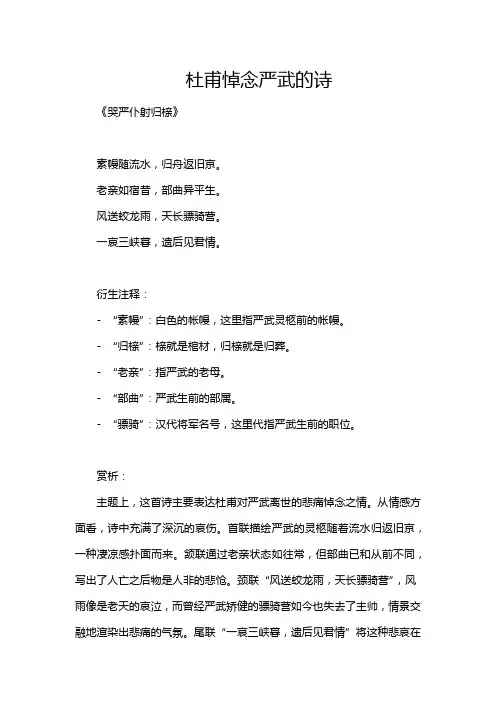 杜甫悼念严武的诗