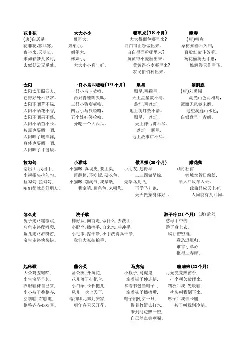 儿歌汇总文字打印版