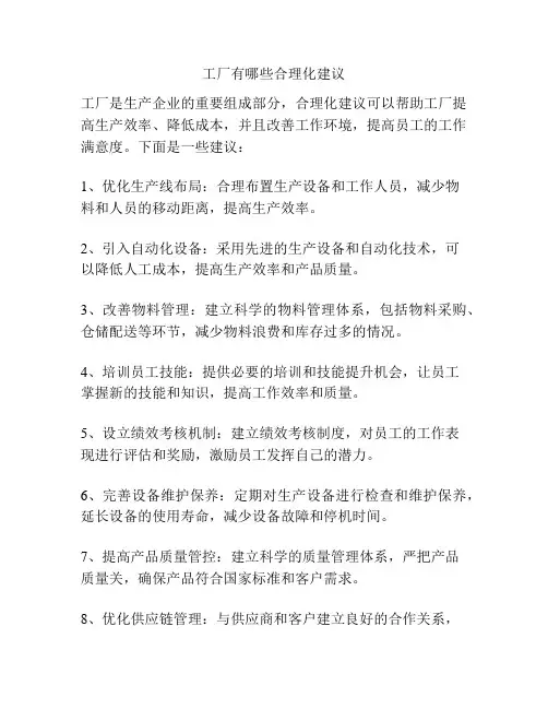 工厂有哪些合理化建议