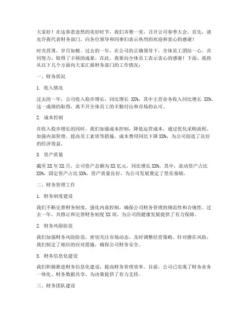 春季公司大会财务发言稿