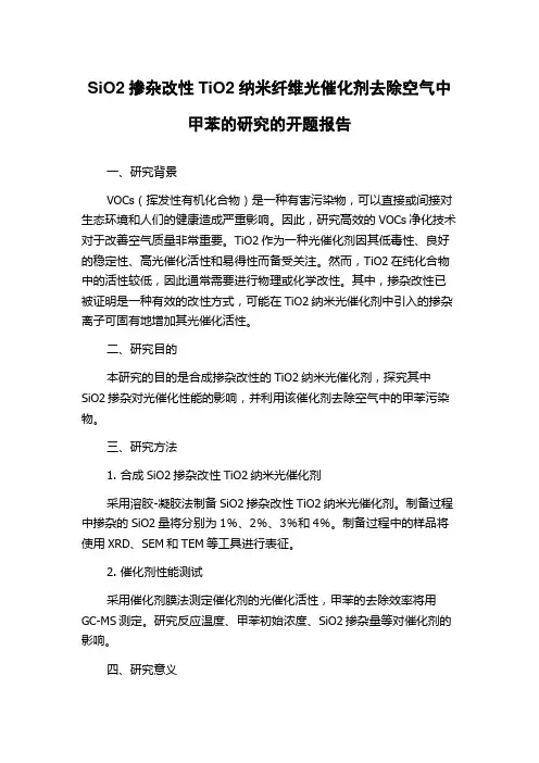 SiO2掺杂改性TiO2纳米纤维光催化剂去除空气中甲苯的研究的开题报告