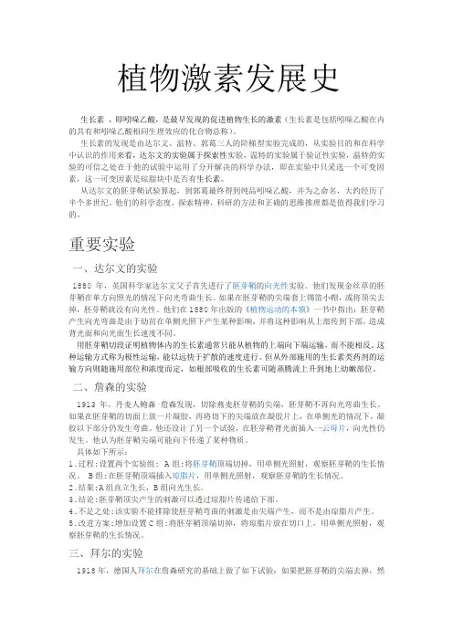 植物激素发展史