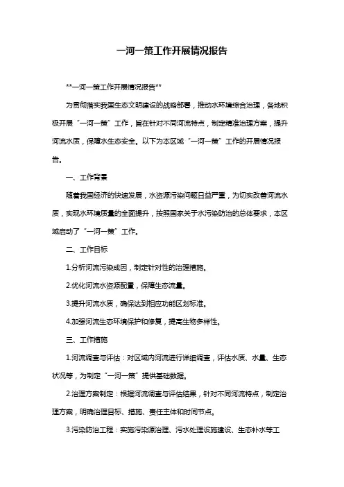 一河一策工作开展情况报告